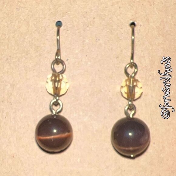 Bundle Sale 3 for $15 | Tiger Eye with Faceted Golden Crystal Beads - Picture 1 of 7
